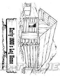 3 Valley Gap Hotel & Ghost Town Coloring Sheet - Early 1900 Log Home