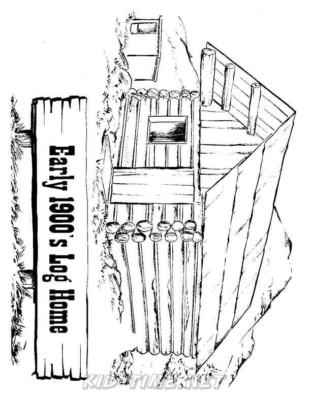 3 Valley Gap Hotel & Ghost Town Coloring Sheet – Early 1900 Log Home