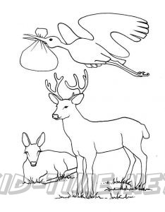 The Enchanted Forest Coloring Book Pages Sheets - Bambi and Stork