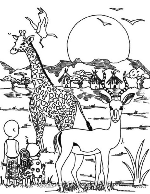 Christmas Giraffe Page Coloring Pages